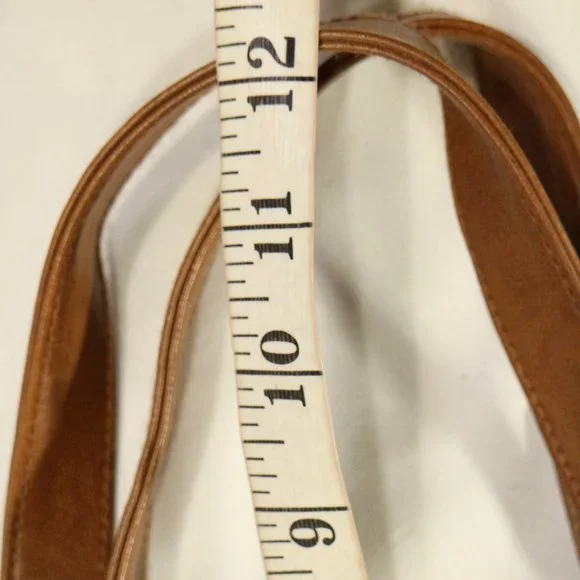 Unique Tan Vegan Leather and Canvas Tote Bag - Picture 10 of 10